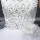 Cream Sleeveless A-line Tiered Wedding Dress Beaded Corchet Cut Out Back Crisscross Bride Grown thumbnail-5