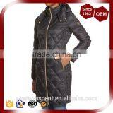 Black Packable Diamond Quilted Padding Long Coat Jacket For Women thumbnail-4