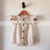Wholesale Boutique Summer Baby Clothes Flutter Sleeve Stripes Linen Romper thumbnail-4