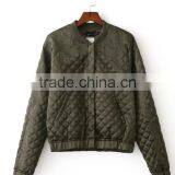 Runwaylover EY1024C 100% Polyester Contrast Embroidery Women Bomber Jacket With Ribbed Collar thumbnail-4