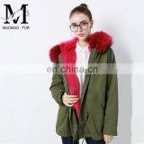 2016 Top Selling Fashion European Outwear Warm Raccoon Fur Collar Hood Winter Jacket Parka thumbnail-1