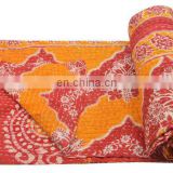 reversible cotton Quilted Indian Handmade old vintage kantha quilt Bedspread Vintage quilts blanket throw Bangali Gudari Decor