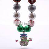 Christmas Girl Necklace With Snowman Chunky Bubblegum Pendant Necklace Kids New Year Gift thumbnail-3