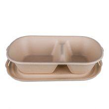 Brown Color Biodegradable Bagasse Bento Boxes Smooth Without Burrs thumbnail-3