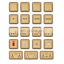 10A/16A 250V Black Gold Copper Wire Drawing Panel Switch Socket Child Protection Design Electrical Wall Socket Switch Panel thumbnail-5