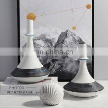 Narrow Mouth Nordic Creative Ceramic Decoration Home  Black White Matt Porcelain Vase For Flower