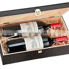 Double Bottle Wooden Luxury Gift Box for Wine Champagne or Whisky ( Black ) thumbnail-2