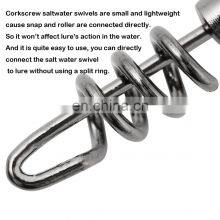 JOHNCOO Stainless Steel Fishing Corkscrew Swivel Snap Fishing Swivel With Screwed Snap Swirl Clip Corkscrew Link thumbnail-4