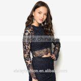 OEM Service Women Lace t Shirt With Wholesale Price China Supply Black t ShirtTS024 thumbnail-2