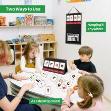CVC Word Builder Desktop Pocket Chart With 107 Cards, Kids Word Builder Games for CVC CVCC CCVC Learning Reading Spelling Early Education Tool for Preschool Kindergarten Classroom thumbnail-5