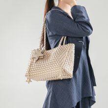 Handwoven Large Capacity Tote Bag Gun Gun Slung Across Body PU Material Vintage Style Shoulder Bag for Daily Use thumbnail-3