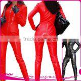 Hot Sale Popular Black Leather Sexy Bodysuit Women thumbnail-2