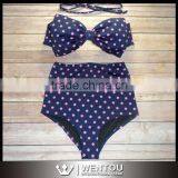 2 PCS Women Hot Sexy Vintage Push Up High Waist Bikini Set thumbnail-4