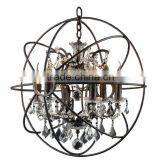 1018-14 an Orbed Steel Globe Framing Luxurious Features Lush Charm With a Modern Twist 6 Light Crystal Chandelier