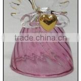 Chirstmas Pink Hanging Glass Angel with Golden Hearts