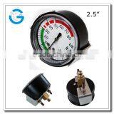 High Quality 2.5 Inch Black Steel Brass Internal Medical Vacuum Pressure Gauge With Back Mounting U-clamp