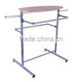 Floor Standing Stainless Steel Clothes Hanging Rack With MDF Top Shelf thumbnail-2