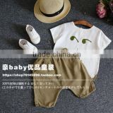 Hot Selling Lovely Cartoon Pattern Cotton T-shirt and Shorts, Boutique Children Clothes Set