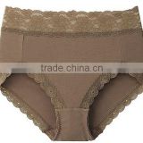 lace waist and leg opening cotton briefs for women