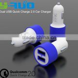 Dual QC ports quick charge 2.0 Car Charger for Samsung Galaxy HTC, Google output 5V 2.4A 9V 2A 12V 2A