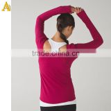 2016 Yoga Plain 88nylon and 12 spandex long sleeve sports wear t shirts for ladies china supplier