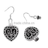SRE8014 New Fashion Stainless Steel Jewelry Filigree Love Dad Heart Cremation Urn Earring