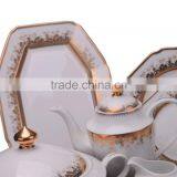 Gold Porcelain Dinnerware Set for 12 Persons in Square Shape thumbnail-2