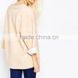 Plus Size Clothing Tunic Woman 3/4 Wide Sleeve v Neck Woolen Lady Blouse thumbnail-4