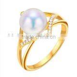 925 Silver New Design White Gold Pearl Ring Designs Engagement Finger Rings thumbnail-1
