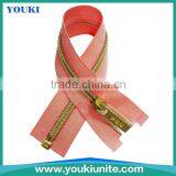 5# Woven Tape Nylon Zipper Open-end With Gold Teeth Auto Lock YKN-2008 thumbnail-1