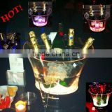 New led acrylic champagne ice bucket, illuminated ice bucket for party