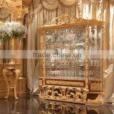 Luxury Gold Leaf Furniture, Rectangular Dinning Table For Eight People, Exquisite Wood Carved Dinning Room Furniture Set thumbnail-3