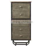 Industrial Metal Frame Wood Top Bookcase With Fluted Doors thumbnail-1