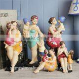 Resin Fat Lady Figurines Mother and Child Sculptures thumbnail-1
