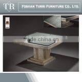 Modern Glass Top White Marble Travertine Coffee Table for Home Used thumbnail-5