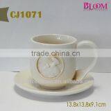 White Elegant Ceramic Cup and Saucer thumbnail-1