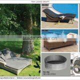 Outdoor Sunbed, Lounge Wicker Plastic Rattan thumbnail-1