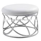 JR-01 Modern Contemporary White Color Genuine Leather Crystal Tufted Leisure Neoclassic Stools Ottoman Chair thumbnail-6