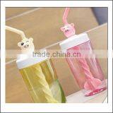 New Cartoon Lovely Bear Coffee Plastic Water Cup Juice Cup With Straw for Kids,custom Food Grade Plastic Coffee Cup Tea Mug Cups thumbnail-3