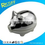 promotional gift silver zinc alloy material pig shape coin bank