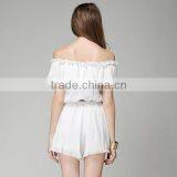 New Fashion Boat Neck Adult Short Sleeve White Color Ladies Summer Rompers thumbnail-4