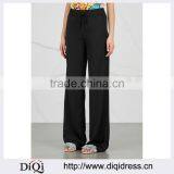 Wholesale Women Apparel Elasticated Drawstrint Waist Black Satin Trousers(DQE0354P) thumbnail-1