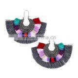 Bohemian Jewelry Vintage Silver Plated With Colorful Tassel Dangle Earrings thumbnail-2