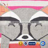 Super Soft Luxury Knitted Cashmere Throw Blanket With Fox Pattern thumbnail-3
