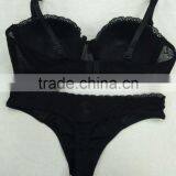 Top Selling Sexy Underwear Fancy Women Black Bra Thong Set thumbnail-2
