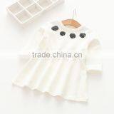 Wholesale Long Sleeve Solid Color Girls Cotton One Piece Dress thumbnail-5