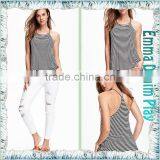 Latest Designs Sexy Ladies White Black Striped Tank Tops thumbnail-5