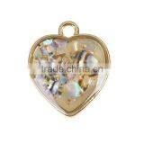 Zinc Based Alloy & Shell Charms Heart Gold Plated Transparent Clear Enamel thumbnail-3