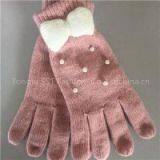 China Quality Acrylic Solid Color Knitted Kid Gloves With Bow Manufacturers thumbnail-1