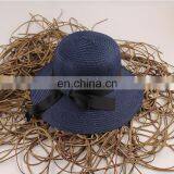 Summer Pure Colour Large Eaves Straw Hat Foldable Sunshade Hat thumbnail-4